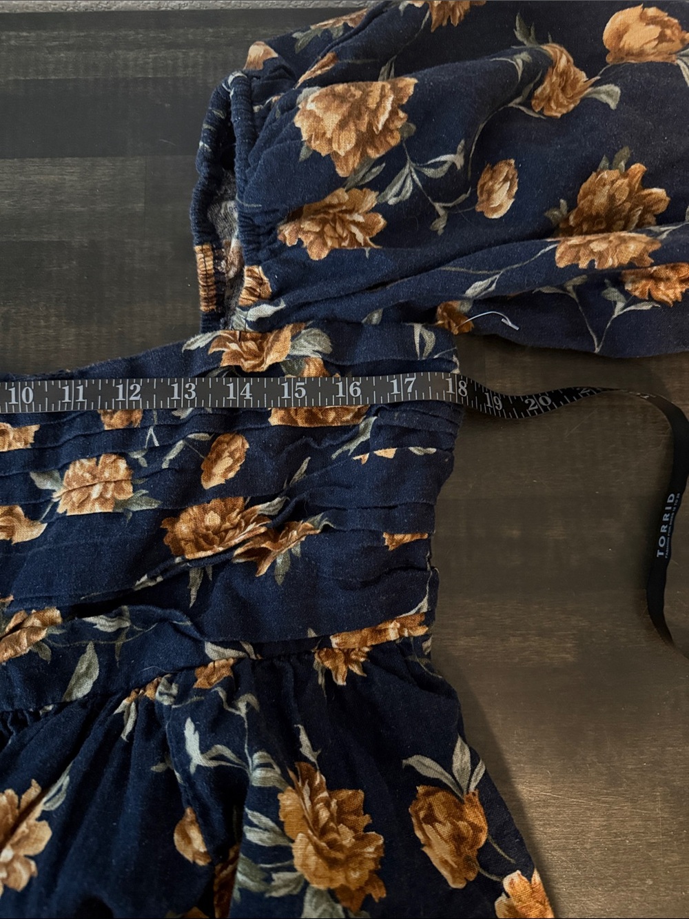 Abercrombie & Fitch Navy Floral Linen Blend Babydoll Mini Dress Size XL - Picture 7 of 8